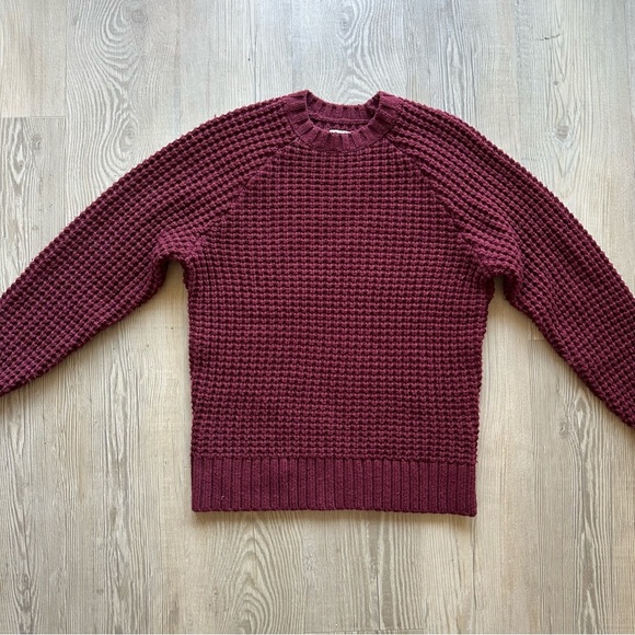 TAYLOR STITCH Fisherman Sweater in Maroon Waffle mens size 36 wool blend knit - Picture 4 of 12